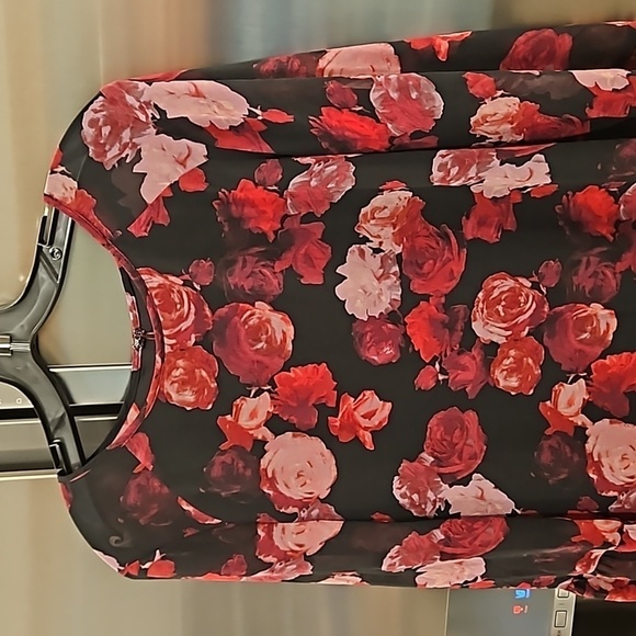 💕BCBGENERATION💕 Double Tiered A Line Dres ~ Black Combo Floral Print Large NWT - Picture 7 of 15